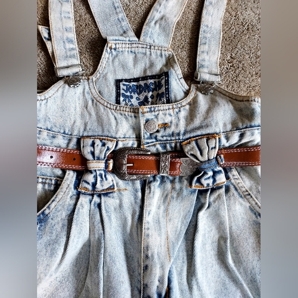 Vintage 80s Jordache Bow Detail Overall Jumpsuit with Western Belt - Picture 6 of 16